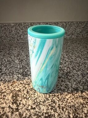 S'well Aqua Marble Insulated Tumbler with Teal Rim